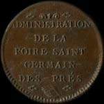 Jeton de nécessité de 1,50 franc émis par Administration de la Foire Saint-Germain des Prés à Paris - avers
