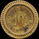 Jeton de nécessité de 10 centimes émis par Autrive & Rossignol à Paris - revers
