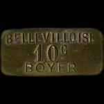 Jeton de nécessité de 10 centimes émis par la Bellevilloise Boyer à Paris - avers