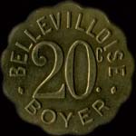 Jeton de nécessité de 20 centimes émis par la Bellevilloise Boyer à Paris - avers