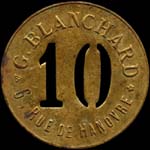 Jeton de nécessité 10 centimes émis par G.Blanchard - 6, Rue de Hanovre à Paris - avers