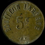 Jeton de ncessit de 5 centimes mis par le Bouillon Laborde  Paris - avers
