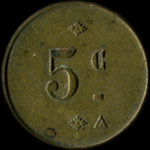 Jeton de ncessit de 5 centimes mis par le Bouillon Laborde  Paris - revers
