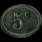 Jeton de nécessité de 5 centimes émis par le Bouillon Masson à Paris - revers
