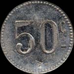 Jeton de nécessité de 50 centimes avec contremarque A émis par la Brasserie Lutetia à Paris - revers