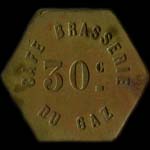 Jeton de nécessité de 30 centimes émis par le Café Brasserie du Gaz à Paris - avers