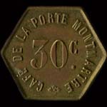 Jeton de nécessité de 30 centimes émis par le Café de la Porte Montmartre à Paris - revers
