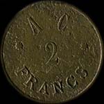 Jeton de ncessit de 2 francs mis par la Cantine A. C. - 11 rue de Boucry  Paris - revers