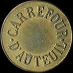 Jeton de nécessité de 30 centimes émis par le Carrefour d'Auteuil à Paris - avers