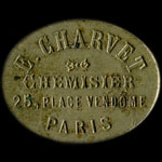 Jeton de nécessité de 5 centimes émis par E. Charvet - Chemisier - 25, Place Vendôme à Paris - avers
