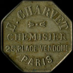 Jeton de ncessit de 15 centimes mis par E. Charvet - Chemisier - 25, Place Vendme  Paris - avers