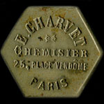 Jeton de nécessité de 40 centimes émis par E. Charvet - Chemisier - 25, Place Vendôme à Paris - avers