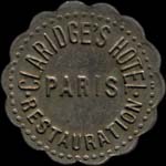 Jeton de nécessité de 1 franc émis par Claridge's Hotel - Restauration à Paris - avers