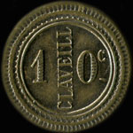 Jeton de nécessité de 10 centimes émis par Claveill à Paris - avers