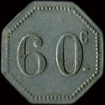 Jeton de ncessit de 60 centimes mis par le Comptoir du Pied de Mouton - 19, Rue Vauvilliers  Paris - revers