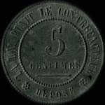 Jeton de nécessité de 5 centimes émis comme contre-monnaie en 1873 à Paris - revers