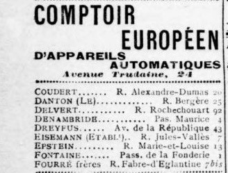 Le Danton fabricant d'appareils automatiques au 25 Rue Bergre  Paris dans Paris-Hachette 1914