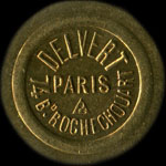 Jeton Delvert - 74, Boulevard Rochechouart - 20 centimes - Paris - avers
