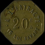 Jeton de ncessit de 20 centimes mis par A l'Entracte - 16 Rue Favart  Paris - avers