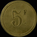 Jeton Faugère Procope - 5 francs - Paris - revers