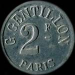 Jeton G. Gentillon - 2 francs - Paris - avers