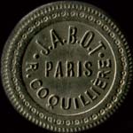 Jeton J.A.B.O.T. - Paris - R. Coquillire - 75 centimes - avers