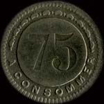 Jeton J.A.B.O.T. - Paris - R. Coquillire - 75 centimes - revers