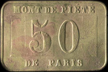 Jeton 50 émis par le Mont de Piété de Paris - avers