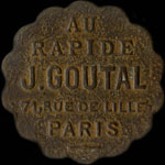 Jeton Au Rapide - J.Goutal - 71, Rue de Lille à Paris - 20 centimes - avers
