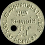 Jeton de nécessité de 25 centimes émis par Rendez-Vous de la Vallée - Maison Bourdin - 37, Rue Berger à Paris - avers