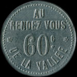 Jeton de nécessité de 60 centimes émis par Au Rendez-Vous de la Vallée - 37, Rue Berger à Paris - avers