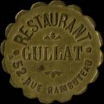 Jeton Restaurant Gullat- 52, Rue Rambuteau à Paris - 10 centimes - avers