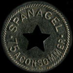 Jeton Spanagel à Paris - 75 centimes trou étoile - revers