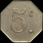 Jeton Taverne de la Capitale � Paris - 5 centimes - revers