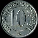 Jeton Union des Cinémas de France à Paris - 10 centimes - revers
