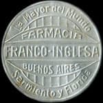 Timbre-monnaie Farmacia Franco-Inglesa - 5 centavos type Primer Congreso Postal Panamericano sur fond brun - Argentine - avers