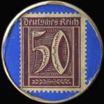 Timbre-monnaie Cycles Legia - 50 pfennig violet sur fond bleu - revers