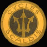 Timbre-monnaie 10 pfennig sur fond rose Cycles Scaldis - Anvers - (capsule cellulo�d) - avers