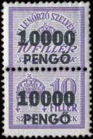Paire de timbres-monnaie sur timbres-amende de 10 pengo surcharg 10000 pengo