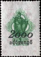 Timbre-monnaie sur timbre-fiscal de 1 pengo surcharg 2000 adopengo
