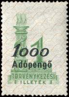 Timbre-monnaie sur timbre-judiciaire de 1 pengo surcharg 1000 adopengo