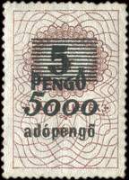 Timbre-monnaie sur timbre-lettre de change de 3 filler surcharg 5 pengo puis 5000 adopengo