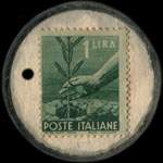 Timbre-monnaie Caffè Perotti - Motta - Mondovi Piazza - type 2 avec texte en rouge - 1 lira - Italie - revers