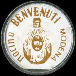 Timbre-monnaie de 50 lires sur fond rouge -  Nocino Benvenuti - Modena - Italie - avers