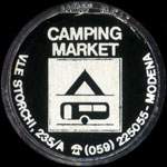 Timbre-monnaie Camping Market - modena - 50 lire sur fond rouge - Italie - avers