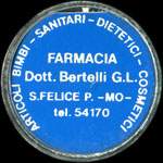 Timbre-monnaie Farmacia Dott. Bertelli G. L. - S. Felice P. - MO - Articoli Bambi - Sanitari - Dietetici - Cosmetici - 200 lire sur fond noir - Italie - avers