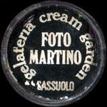 Timbre-monnaie Foto Martino - gelateria cream garden - Sassuolo - 50 lire sur fond rouge - capsule plastique - Italie - avers