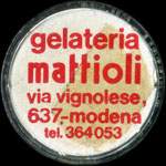 Timbre-monnaie Gelateria Mattioli - Via Vignolese 637 - Modena - tel. 364053 - 100 lire sur fond noir - Italie - avers