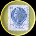 Timbre-monnaie Mini Disc - 200 lire dans capsule jaune - Italie - avers