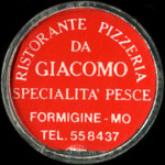 Timbre-monnaie de 100 lire sur fond noir - Ristorante Pizzeria da Giacomo - Italie - avers